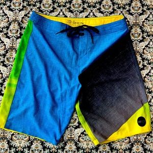 O'neill Hyperfreak Shorts Size 33 Lacefront Colorblock Printed Swimwear